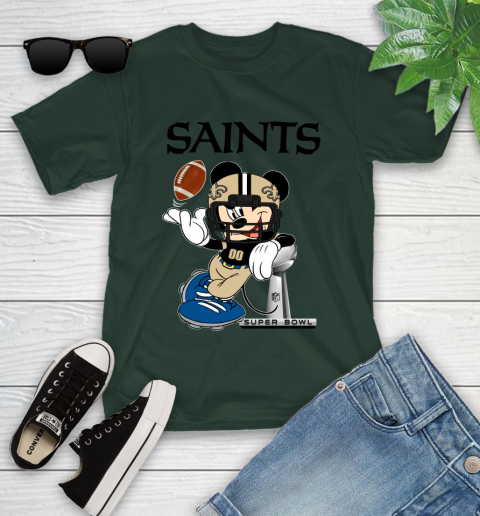 NFL New Orleans Saints Mickey Mouse Disney Super Bowl Football T Shirt Youth T-Shirt 5