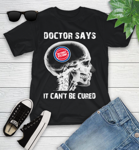 NBA Detroit Pistons Basketball Skull It Can't Be Cured Shirt Youth T-Shirt