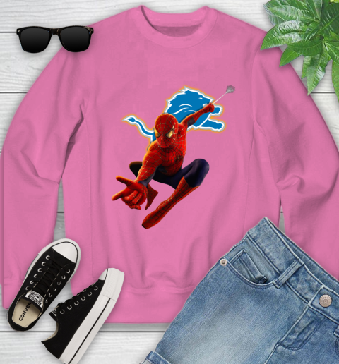 NFL Spider Man Avengers Endgame Football Detroit Lions Youth Sweatshirt 7