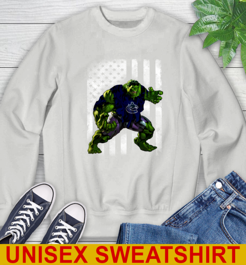 Vancouver Canucks Hulk Marvel Avengers NHL Hockey American Flag Sweatshirt 5