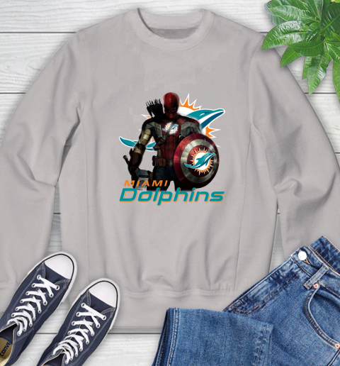 NFL Captain America Thor Spider Man Hawkeye Avengers Endgame Football Miami Dolphins Sweatshirt 12