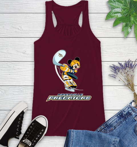 NHL Hockey Nashville Predators Cheerful Mickey Mouse Shirt Racerback Tank 3