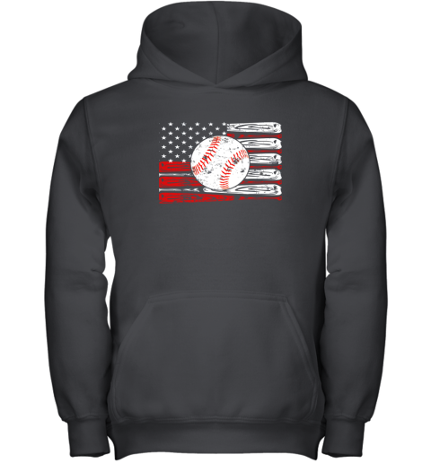 Vintage Baseball American Flag Shirt 4th Of July Gifts Youth Hoodie