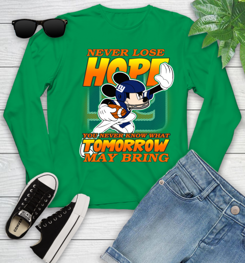 New York Giants NFL Football Mickey Disney Never Lose Hope Youth Long Sleeve 7
