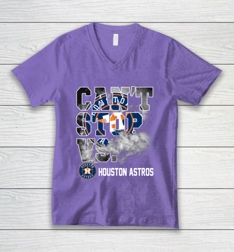 MLB Houston Astros Baseball Can't Stop Vs Houston Astros V-Neck T-Shirt 8