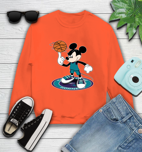 NBA Basketball Charlotte Hornets Cheerful Mickey Disney Shirt Sweatshirt 4
