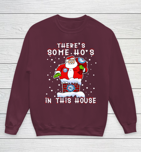 Philadelphia 76ers Christmas There Is Some Hos In This House Santa Stuck In The Chimney NBA Youth Sweatshirt 4