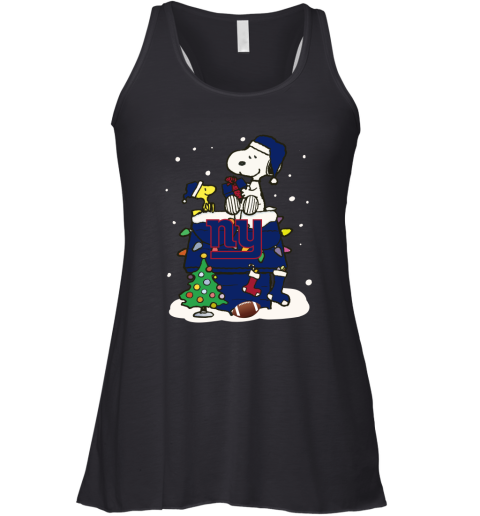 A Happy Christmas With New York Giants Snoopy Racerback Tank