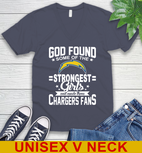 Los Angeles Chargers NFL Football God Found Some Of The Strongest Girls Adoring Fans V-Neck T-Shirt 7