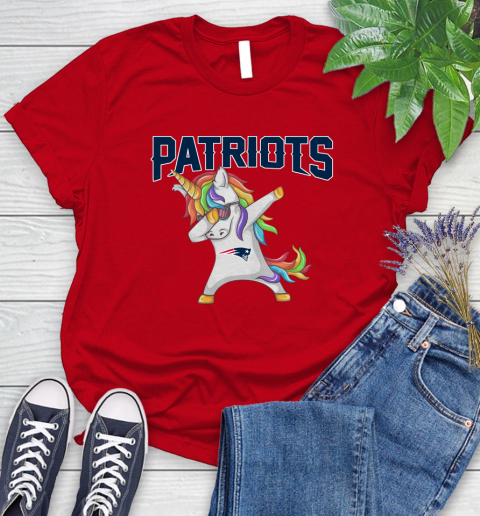 New England Patriots NFL Football Funny Unicorn Dabbing Sports Women's T-Shirt 9