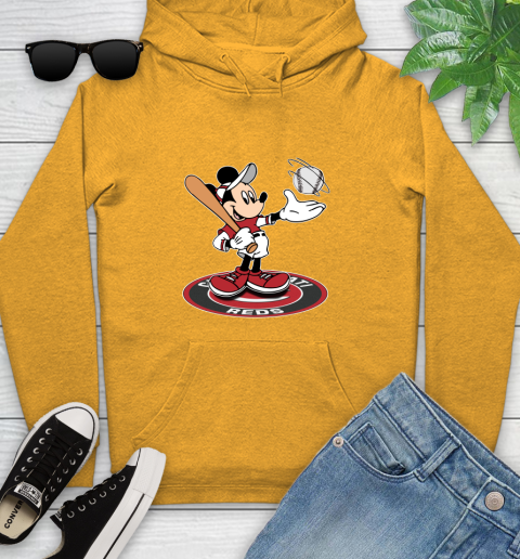 MLB Baseball Cincinnati Reds Cheerful Mickey Disney Shirt Youth Hoodie 4 MLB Baseball Cincinnati Reds Cheerful Mickey Disney Shirt Youth Hoodie - Image 4