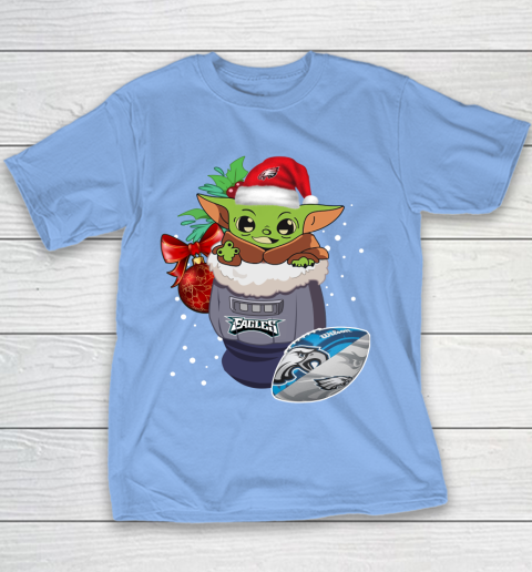 Philadelphia Eagles Christmas Baby Yoda Star Wars Funny Happy NFL Youth T-Shirt 10