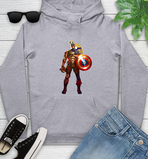 NFL Captain America Marvel Avengers Endgame Football Sports Minnesota Vikings Youth Hoodie 6