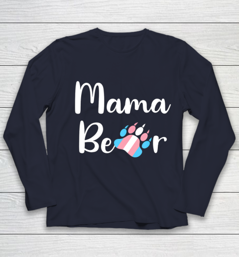 Mama Bear Transgender Mom T Shirt Trans Pride Gift Youth Long Sleeve 2