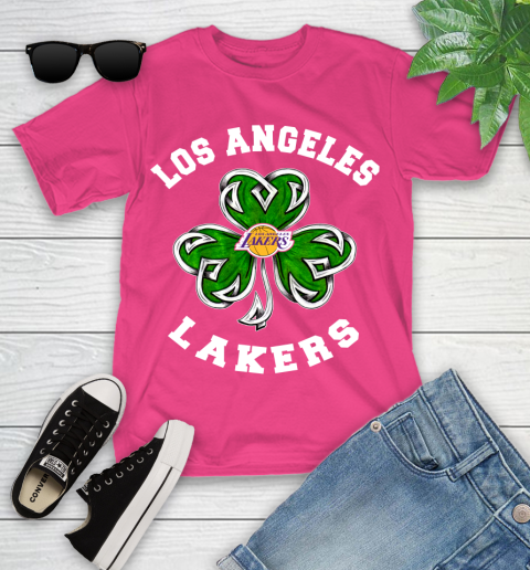 NBA Los Angeles Lakers Three Leaf Clover St Patrick's Day Basketball Sports Youth T-Shirt 11