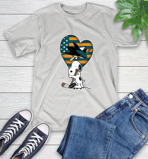 San Jose Sharks NHL Hockey The Peanuts Movie Adorable Snoopy T-Shirt