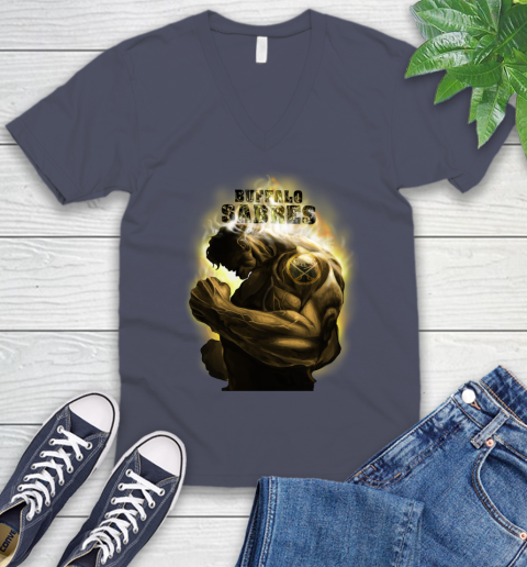 Buffalo Sabres NHL Hockey Hulk Marvel Avengers Sports V-Neck T-Shirt 8