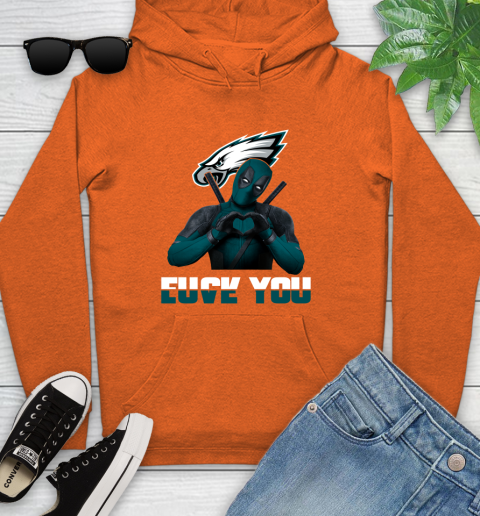 NHL Philadelphia Eagles Deadpool Love You Fuck You Football Sports Youth Hoodie 4