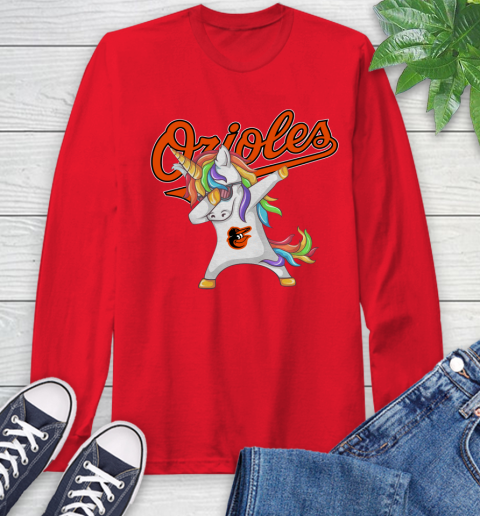 Baltimore Orioles MLB Baseball Funny Unicorn Dabbing Sports Long Sleeve T-Shirt 10