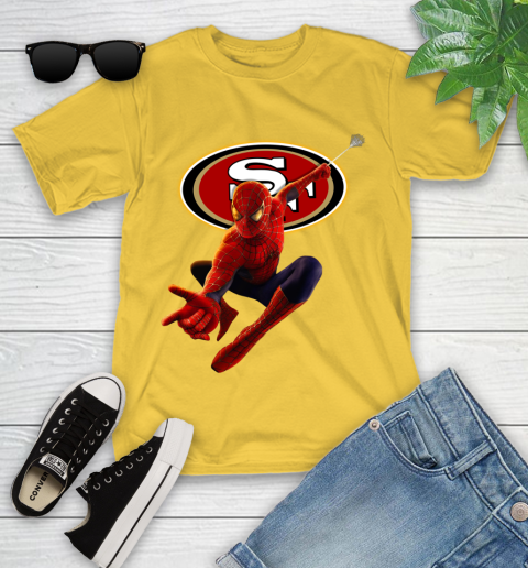 NFL Spider Man Avengers Endgame Football San Francisco 49ers Youth T-Shirt 8