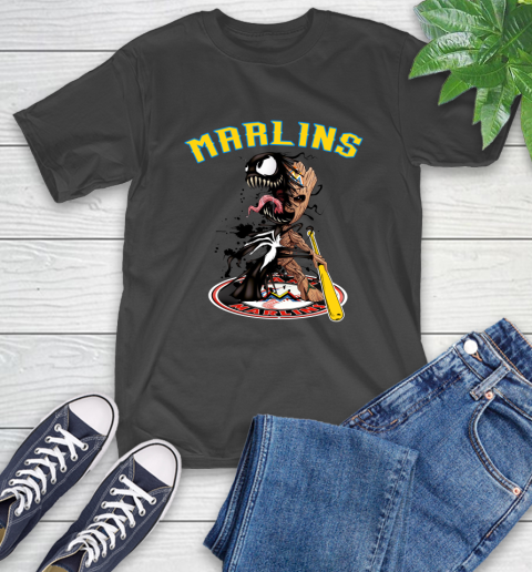 MLB Miami Marlins Baseball Venom Groot Guardians Of The Galaxy T-Shirt 2