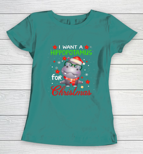 I Want A Hippopotamus For Christmas Funny Hippo Gifts Women's T-Shirt 10