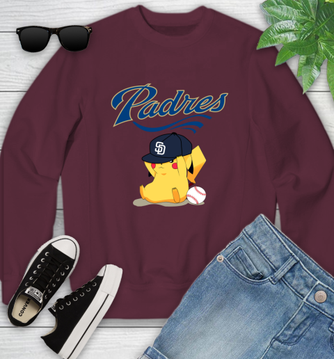 MLB Pikachu Baseball Sports San Diego Padres Youth Sweatshirt 5