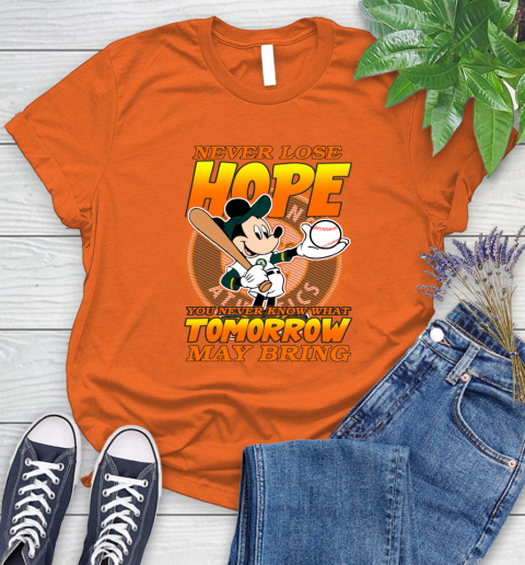 Oakland Athletics MLB Baseball Mickey Disney Never Lose Hope Women's T-Shirt 3