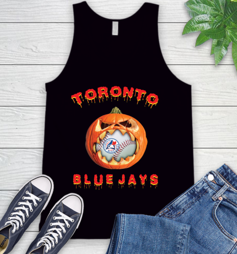 MLB Toronto Blue Jays Halloween Pumpkin Baseball Sports Tank Top 2