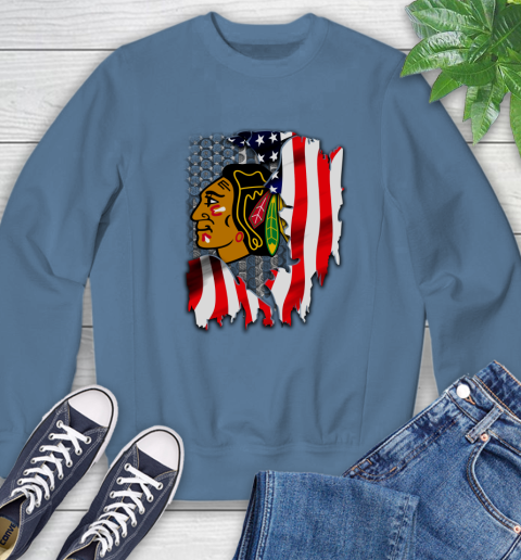 Chicago Blackhawks NHL Hockey American Flag Sweatshirt 8