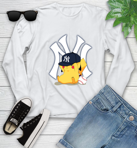 MLB Pikachu Baseball Sports New York Yankees Youth Long Sleeve