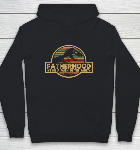 Fatherhood Like A Walk In The Park Retro Vintage T Rex Dinosaur Father's Day For Dad Youth Hoodie