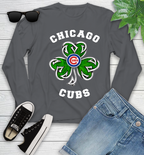 MLB Chicago Cubs Three Leaf Clover St Patrick's Day Baseball Sports Youth Long Sleeve 9