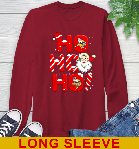 Minnesota Vikings NFL Football Ho Ho Ho Santa Claus Merry Christmas Shirt Long Sleeve T-Shirt 9