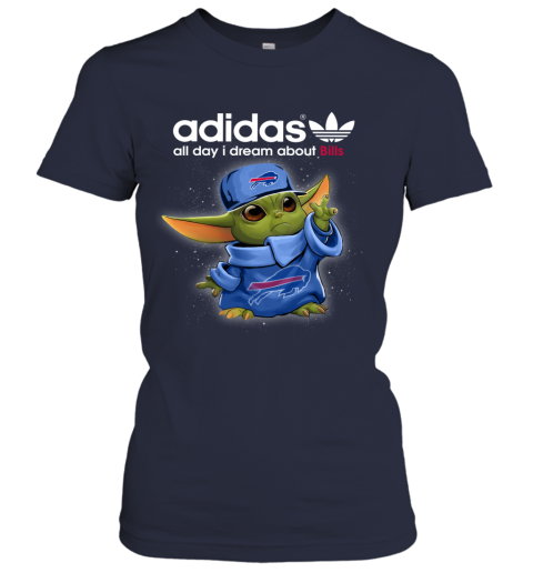 Baby Yoda Adidas All Day I Dream About  Bills v2v3 baby yoda adidas all day i dream aboutbills ladies t shirt 20 front navy