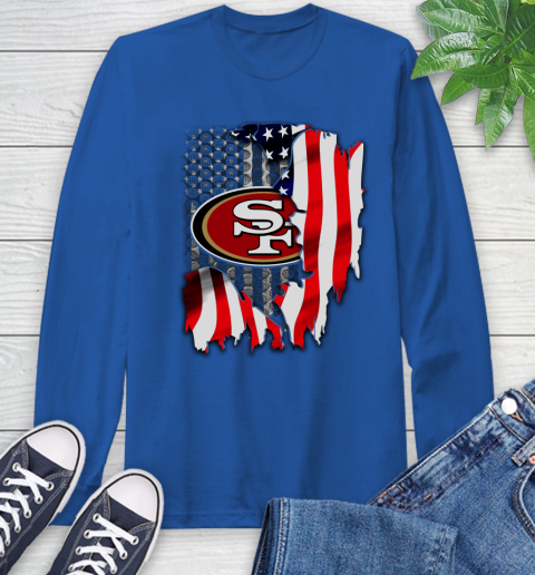 San Francisco 49ers NFL Football American Flag Long Sleeve T-Shirt 10