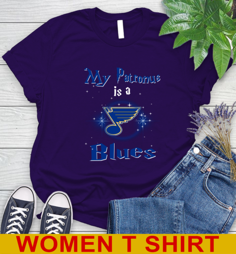 NHL Hockey Harry Potter My Patronus Is A St.Louis Blues Women's T-Shirt 4