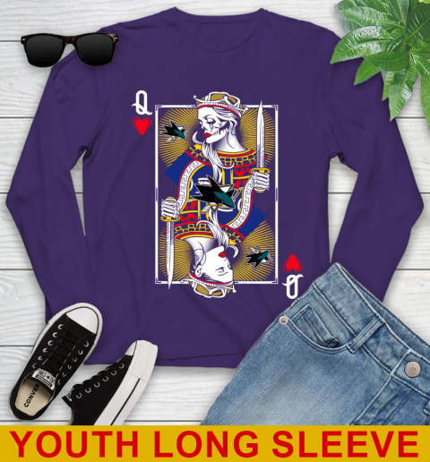 NHL Hockey San Jose Sharks The Queen Of Hearts Card Shirt Youth Long Sleeve - Image 5