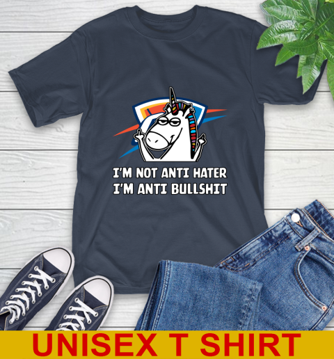 Oklahoma City Thunder NBA Basketball Unicorn I'm Not Anti Hater I'm Anti Bullshit T-Shirt 4
