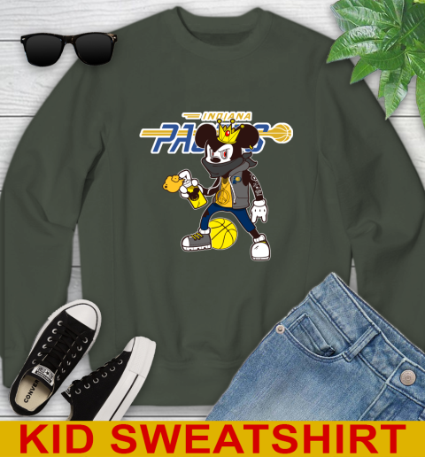 Indiana Pacers NBA Basketball Mickey Peace Sign Sports Youth Sweatshirt 9