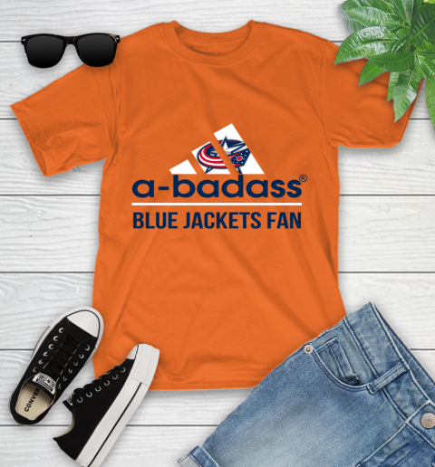 NHL A Badass Columbus Blue Jackets Fan Adidas Hockey Sports Youth T-Shirt 9