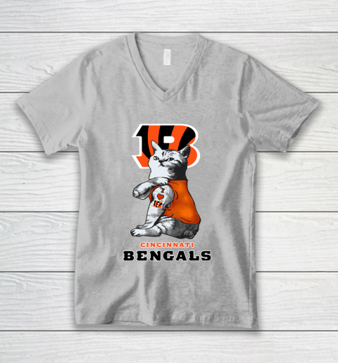 NFL Football My Cat Loves Cincinnati Bengals V-Neck T-Shirt 3