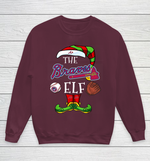 Atlanta Braves Christmas ELF Funny MLB Youth Sweatshirt 4