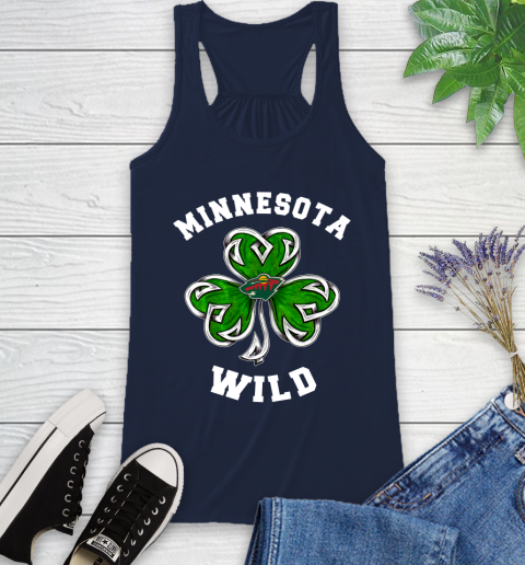 NHL Minnesota Wild Three Leaf Clover St Patrick's Day Hockey Sports Racerback Tank 10