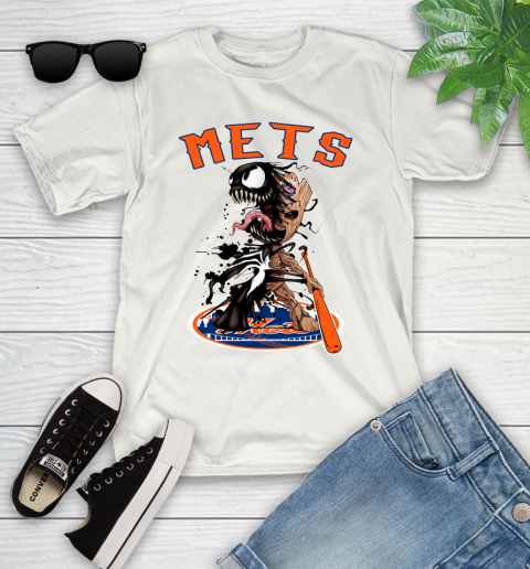 MLB New York Mets Baseball Venom Groot Guardians Of The Galaxy Youth T-Shirt