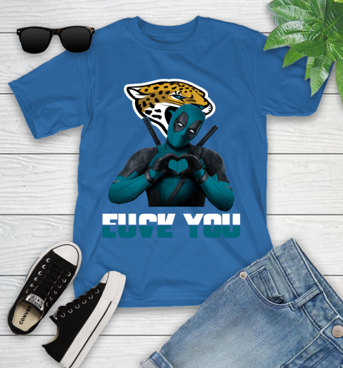 NHL Jacksonville Jaguars Deadpool Love You Fuck You Football Sports Youth T-Shirt 12