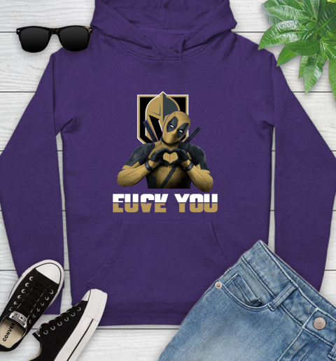 NHL Vegas Golden Knights Deadpool Love You Fuck You Hockey Sports Youth Hoodie 5