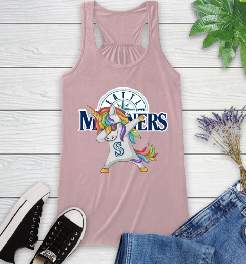 Seattle Mariners MLB Baseball Funny Unicorn Dabbing Sports Racerback Tank 11