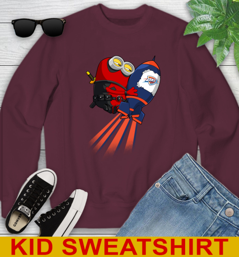 NBA Basketball Oklahoma City Thunder Deadpool Minion Marvel Shirt Youth Sweatshirt 4