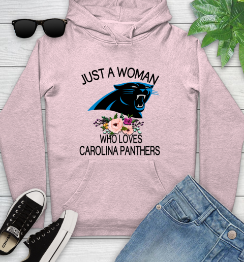 NFL Just A Woman Who Loves Carolina Panthers Football Sports Youth Hoodie 6